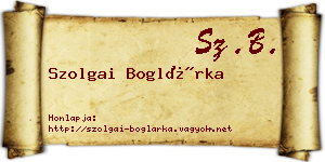 Szolgai Boglárka névjegykártya